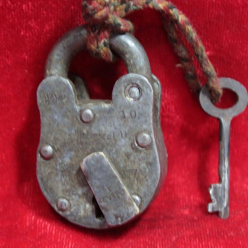 Iron Lock and Key Vintage Old Handcrafted Collectible