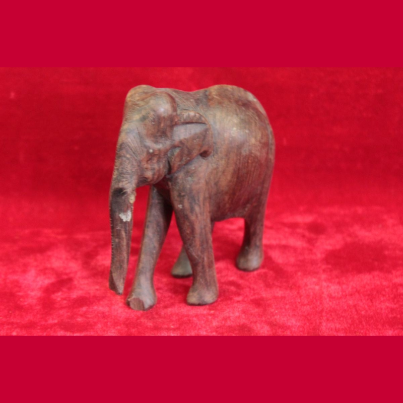 Wooden Elephant Figure Hand Carved Old Vintage Antique Rare Home Decor