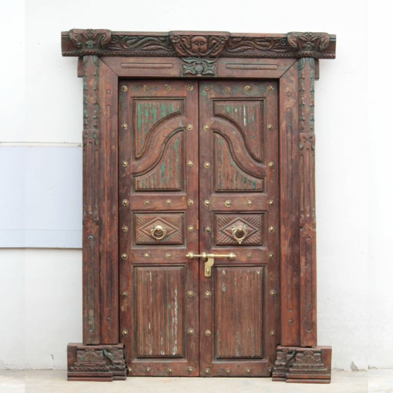 Teak Wood Carved Traditional Door