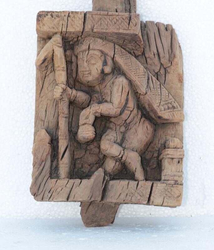 Wooden Sadhu Man Panel Carved Old Vintage Rare Home Decor Collectible