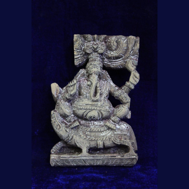 Wooden Panel Carved Ganesha Old Vintage Antique Home Decor Collectible