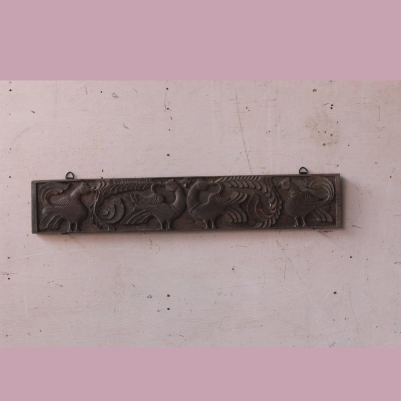 Hand Carved Peacock Wooden Wall Hanging Panel Antique Home Wall Decorative