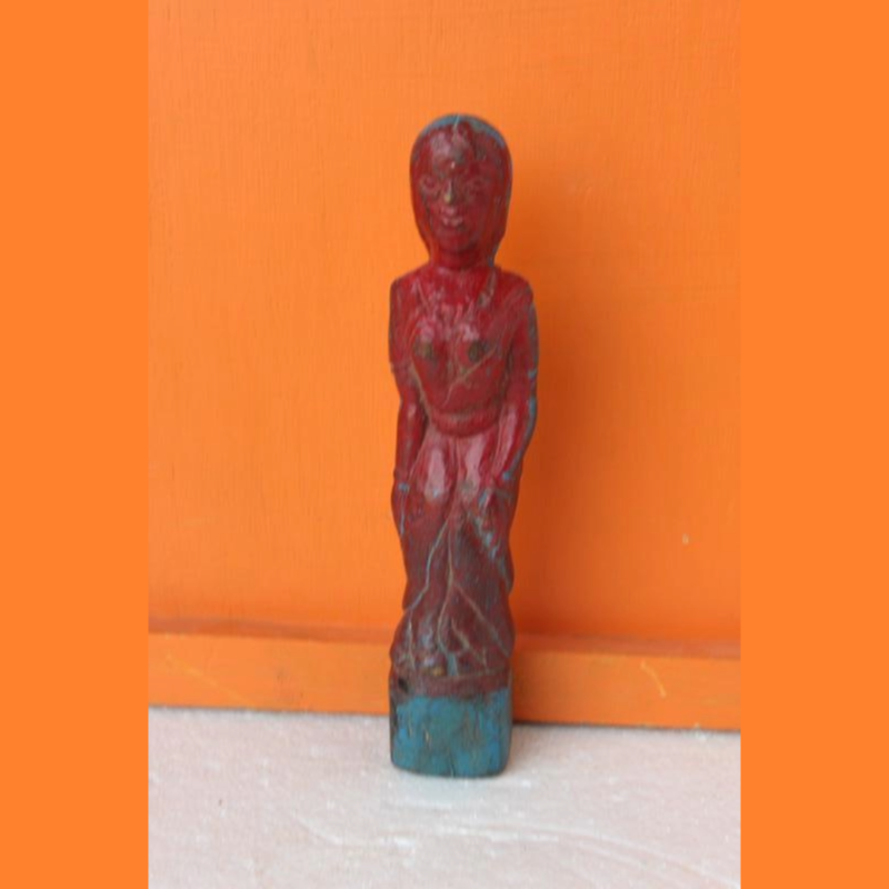 Wooden Lady Figure Old Vintage Rare Decorative Collectible