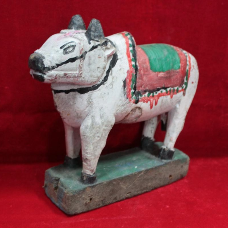 Wooden Nandi Figure Antique Vintage Indian Home Decor
