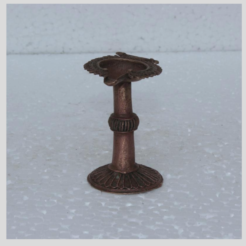 Antique Indian Brass Oil Lamp – Small Vintage Home Decor – Halloween Gift Idea