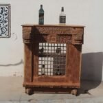 Ancient Wooden Carved Window Table, Reception Desk, Console Table, Bar Counter