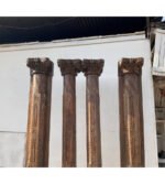 7.1 feet large Craved Old Teak Wood Pillar (2 half and 2 full) - Image 5