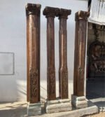 7.1 feet large Craved Old Teak Wood Pillar (2 half and 2 full) - Image 2