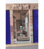 Vintage Inspired Jharokha Mirror, Indian Carved Wooden Wall Decor Mirror Frame - Image 9