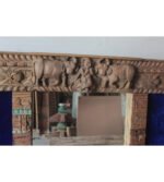 Vintage Inspired Jharokha Mirror, Indian Carved Wooden Wall Decor Mirror Frame - Image 5