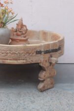 2.2 feet wide Old Wooden Chakki Center Table Coffee Table Home Decor Table - Image 3