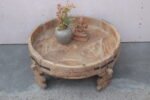 2.2 feet wide Old Wooden Chakki Center Table Coffee Table Home Decor Table - Image 4