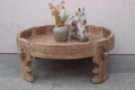 2.2 feet wide Old Wooden Chakki Center Table Coffee Table Home Decor Table - Image 3
