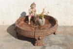 Indian Carved Chakki Table, Coffee Table, Vintage Indian Grinder Table - Image 3