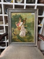 Hindu Goddess Saraswati Holding Veena Raja Ravi Varma Print | Raja Ravi Varma Cloth Work Print
