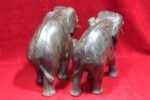 Wooden Statue 2 Pc Elephant Pair Figure Old Vintage Antique Home Decor - Image 3