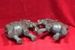 Wooden Statue 2 Pc Elephant Pair Figure Old Vintage Antique Home Decor - Image 5