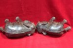 Wooden Statue 2 Pc Elephant Pair Figure Old Vintage Antique Home Decor - Image 6
