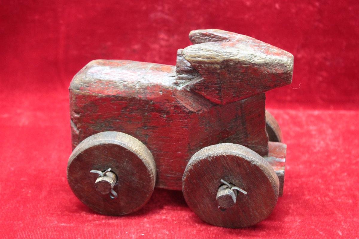 BF-49-1.jpg Wooden Nandi Figure Toy Carved Vintage Indian Home Decor Collectible - Image 1