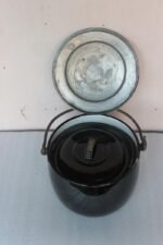 2 Pc Black Cooking Pot Vintage Enamel Ware Kitchenware Home Decor - Image 4