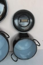 2 Pc Black Cooking Pot Enamel Ware Kitchenware Home Decor Collectible - Image 4