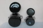 2 Pc Black Cooking Pot Enamel Ware Kitchenware Home Decor Collectible - Image 5