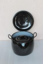 2 Pc Black Cooking Pot Enamel Ware Kitchenware Home Decor Collectible - Image 6