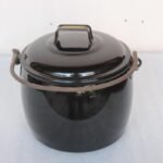 Black Cooking Pot Vintage Old Collectible Enamel Ware Kitchenware