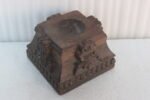 Hand carved Old Wooden Vintage Antique Panel Candle Holder Stand Tableware - Image 3