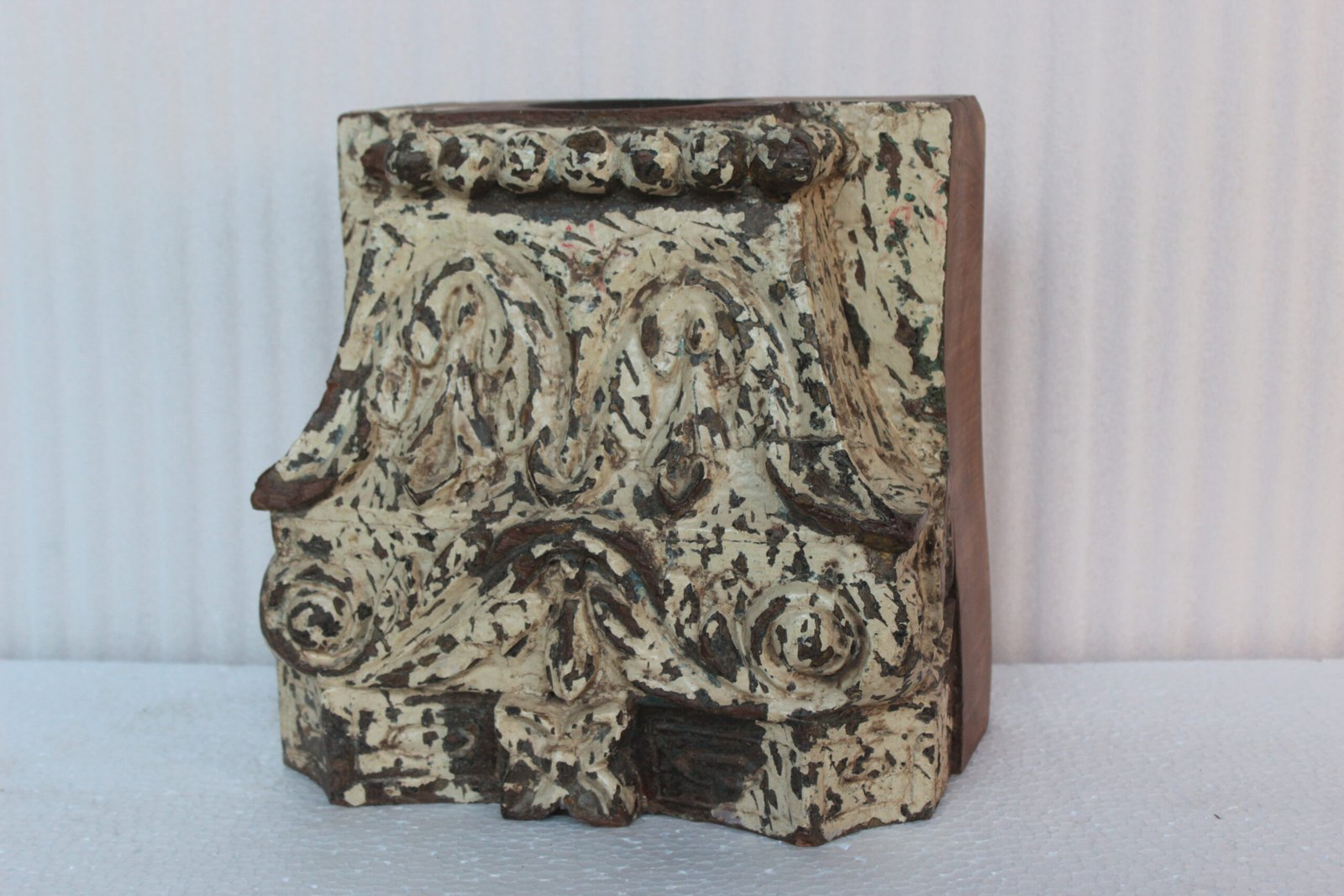 BM-81-1-scaled-1.jpg Hand carved Old Wooden Vintage Antique Panel Candle Holder Stand Tableware - Image 1