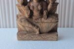 New Wooden Hand Carved Indian Goddess Laxmi Figure Rustic Style Home Decor - Image 3