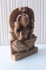 New Wooden Hand Carved Indian Goddess Laxmi Figure Rustic Style Home Decor - Image 4