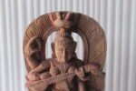 New Wooden Hand Carved Maa Saraswati Figure Goddess of Knowledge & Music - Image 2