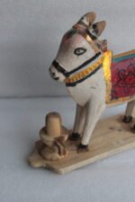 Oriental Vintage Wooden Nandi Cow Handmade Figurine Indian Home Decorative - Image 3