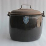 Vintage Iron Enamel Pot Made In England Home Garden Decor Enamelware