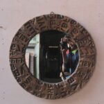 Round Wooden Hand Carved Mirror Frame