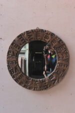 Round Wooden Hand Carved Mirror Frame