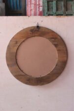 Round Wooden Hand Carved Mirror Frame - Image 5