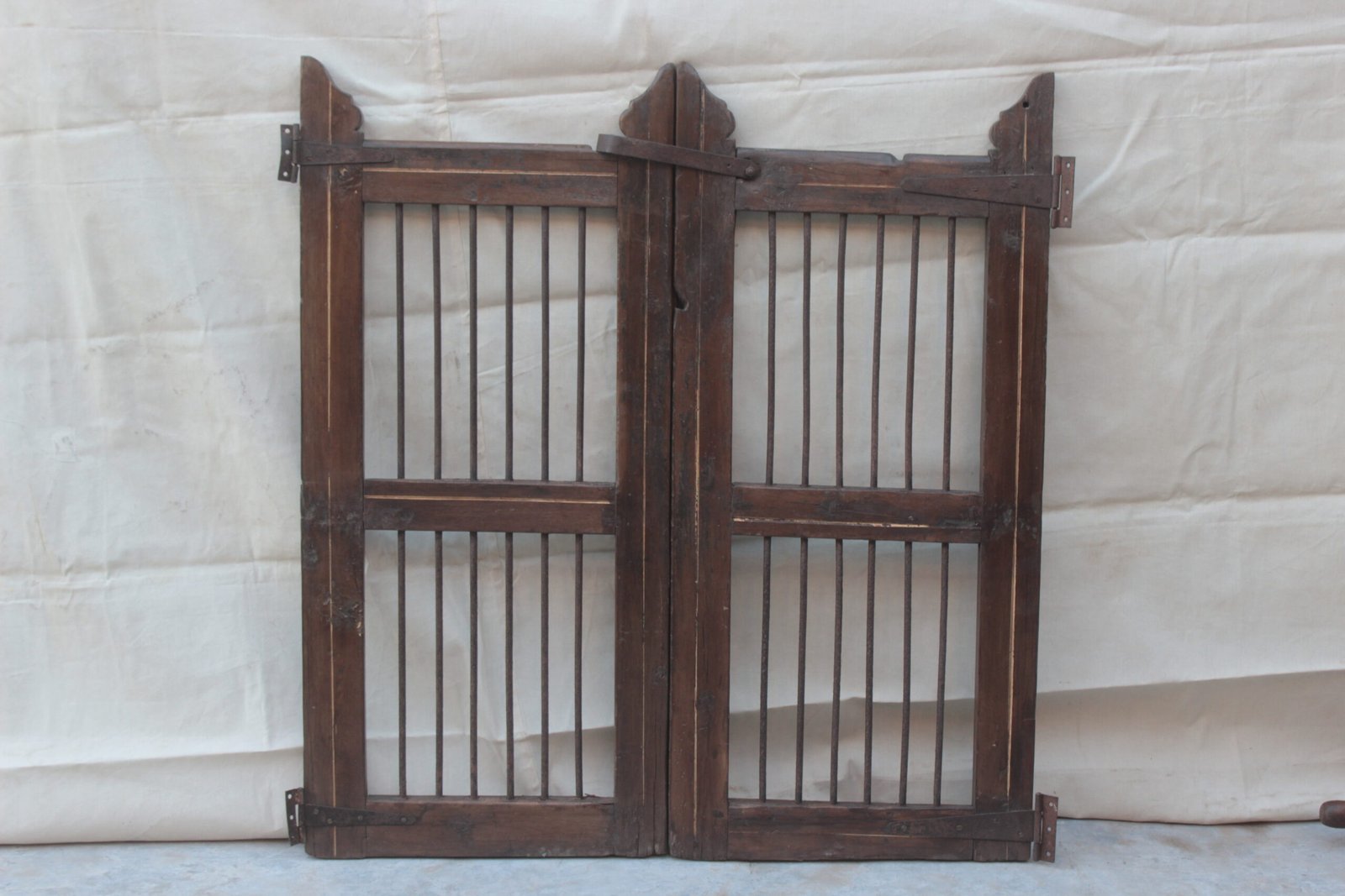 BX-72-1-scaled-1.jpg Wooden painted teak dog gate/ Garden gate/ small iron grill door - Image 1
