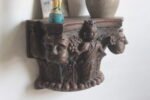 Floating Shelf Wooden Decor Art Wall Shelf | Vintage Wooden Face Carved Shelve - Image 3