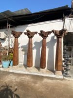 92.5″ Large Indian Old Jack Wood Chettinad Pillars | Wooden Traditional Columns Set of 4 - Image 2