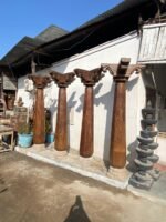 92.5″ Large Indian Old Jack Wood Chettinad Pillars | Wooden Traditional Columns Set of 4 - Image 6