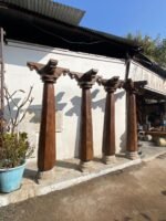 92.5″ Large Indian Old Jack Wood Chettinad Pillars | Wooden Traditional Columns Set of 4 - Image 7
