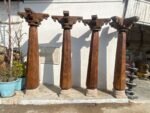 92.5″ Large Indian Old Jack Wood Chettinad Pillars | Wooden Traditional Columns Set of 4 - Image 8