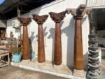 92.5″ Large Indian Old Jack Wood Chettinad Pillars | Wooden Traditional Columns Set of 4 - Image 9