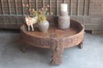 2.3 feet wide Old Wooden Chakki Center Table Coffee Table Home Decor Table - Image 4