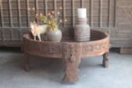 2.3 feet wide Old Wooden Chakki Center Table Coffee Table Home Decor Table - Image 3