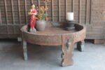 2.3 feet wide Old Wooden Chakki Center Table Coffee Table Home Decor Table - Image 3