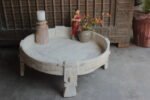Indian Carved Chakki Table, Coffee Table, Vintage Indian Grinder Table - Image 2