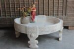 Indian Carved Chakki Table, Coffee Table, Vintage Indian Grinder Table - Image 3